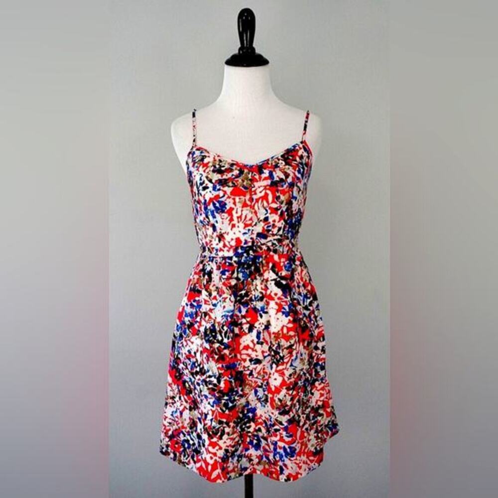 J Crew Colorful Summer Dress Sz 10 Red White Blue - Picture 3 of 5